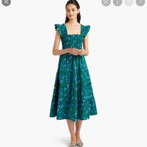 Hill House Green Floral Midi Dress